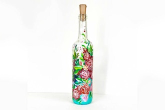 Paint Nite: Roses &Berries Wine Bottle w/ Fairy Lights